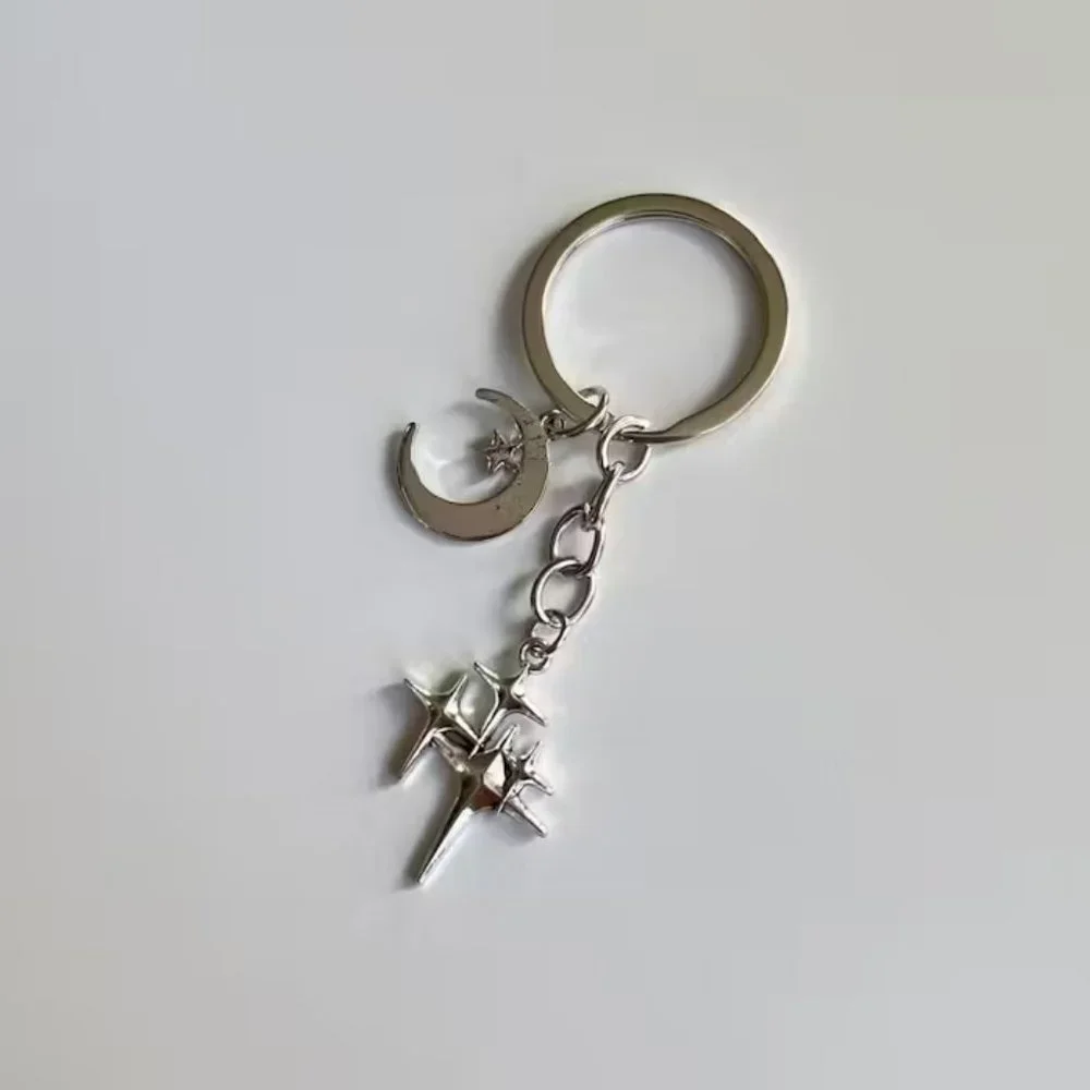 y2k 2000s star moon pendant keyring for keychain